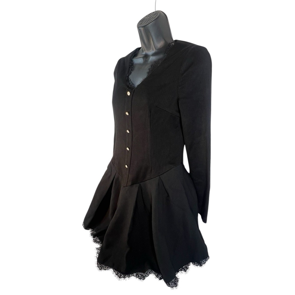 NIAT jeweled button whitchycore whimsigoth fit flair black mini dress sz M nwt - Picture 3 of 8